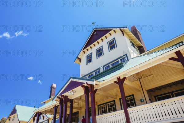 MT BUFFALO, AUSTRALIA- DECEMBER 29 2021: The Mount Buffalo Chalet on a warm summer's day. It was