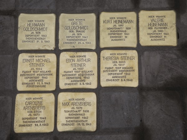 Stolpersteine freshly laid by the artist Gunter Demnig on 11/11/2021 in Magdeburg, Stolpersteine