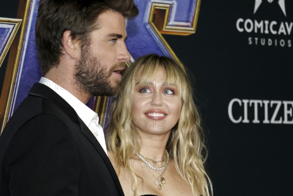 Liam Hemsworth and Miley Cyrus at the World premiere of 'Avengers: Endgame' held at the LA