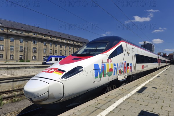 EuroCity train Munich Zurich, type ETR 610 of SBB, Munich main station, Munich, Bavaria, Germany,