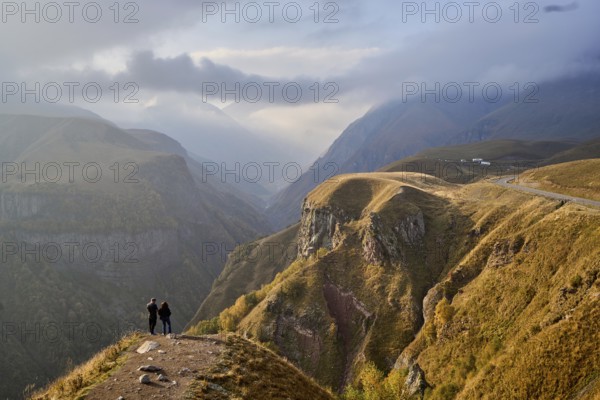 View into the Devil's Gorge, from the Monument of Georgian-Russian Friendship to the Treaty of