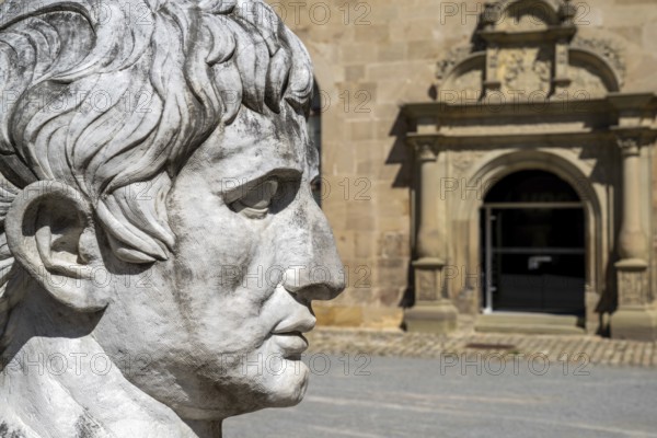 Germany - 18 July 2020: head of the statue of Emperor Augustus in the courtyard of the musuem at