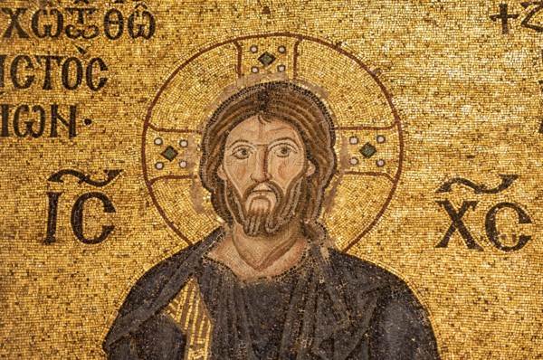 Deesis Wall Mosaic, Pantocrator, Jesus, Hagia Sophia, today Hagia Sophia Mosque Museum, Istanbul,