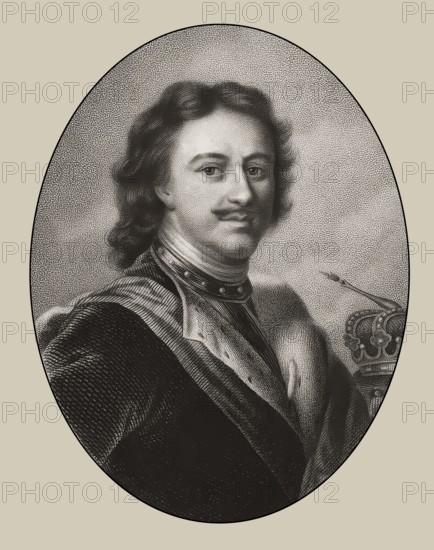 Portrait of Peter the Great, Peter I or Pyotr Alexeyevich Romanov, 1672-1725, Emperor of the