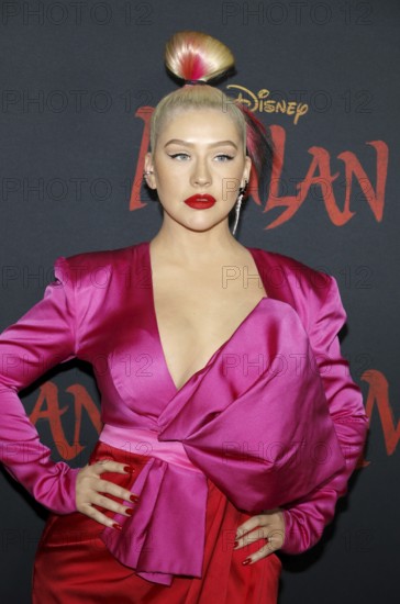 Christina Aguilera at the World premiere of Disney's 'Mulan' held at the Dolby Theatre in