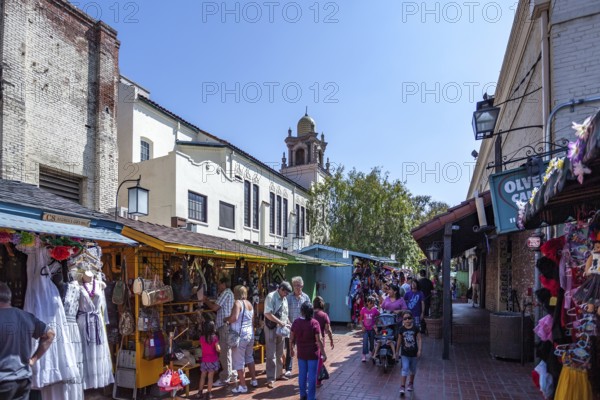 LOS ANGELES, CALIFORNIA, USA - AUGUST 10 : Olvera Street market in Los Angeles, California, USA on