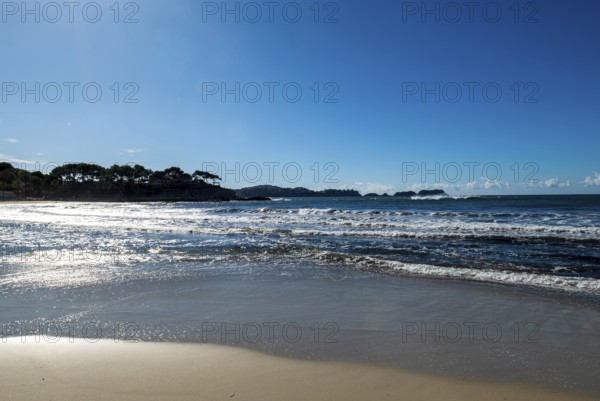 View from the beach promenade at Playa Palmira in Paguera or Peguera, municipality of Calvià,