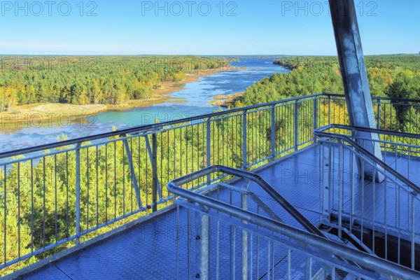Senftenberg Lake observation tower in autumn, Senftenberg Lake in autumn, Observation tower,