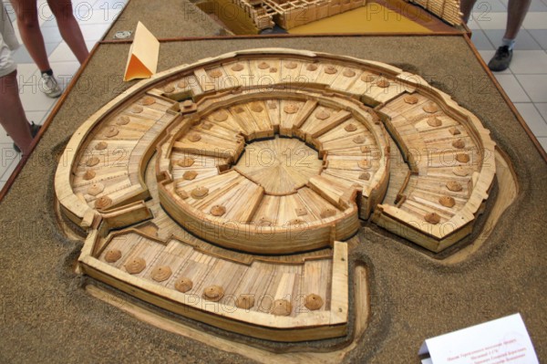 Model of the Bronze Age settlement Arkaim, Museum Arkaim, Arkaim, Chelyabinsk Oblast, Siberia,