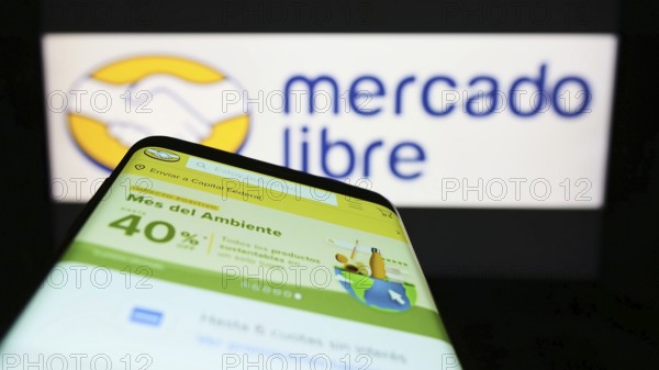Stuttgart, Germany, 06-25-2022: Smartphone with webpage of Argentine e-commerce company Mercado