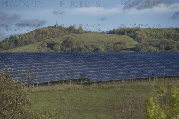 View of Hall's local mountain, Einkorn, photovoltaics, solar energy, solar energy, renewable