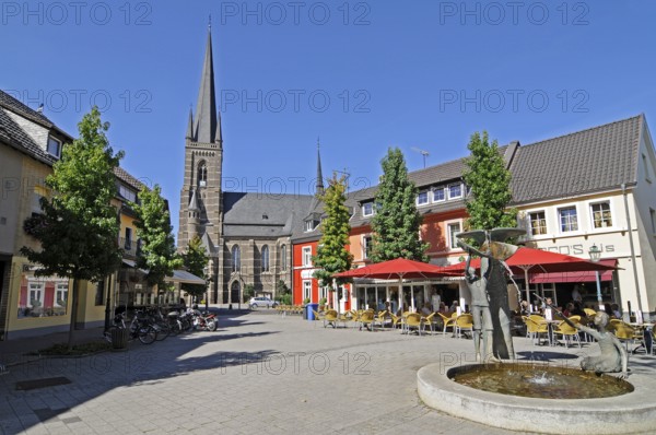 Fountain, St. Lambertus Church, Bedburg, Bergheim, Rhineland, Rhine-Erft District, North