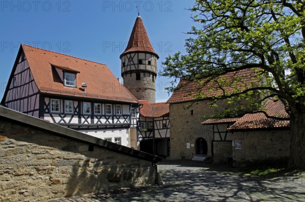 School bell tower, school building, Steinerne Gaden, Ostheim, Rhön-Grabfeld district, Lower