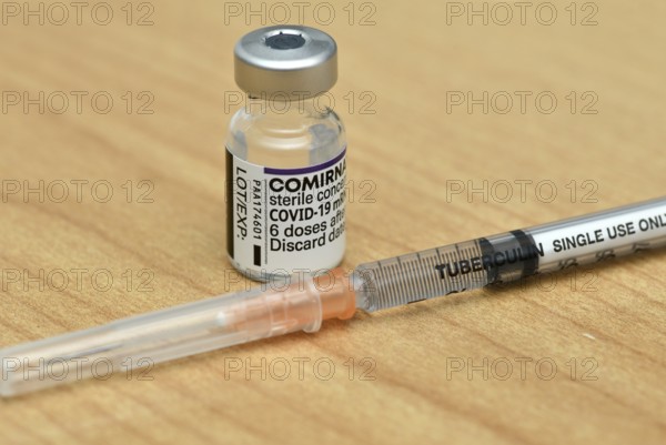 CHRISTCHURCH, NEW ZEALAND, NOVEMBER 23, 2021: A bottle of the Pfizer Covid-19 vaccine concentrate