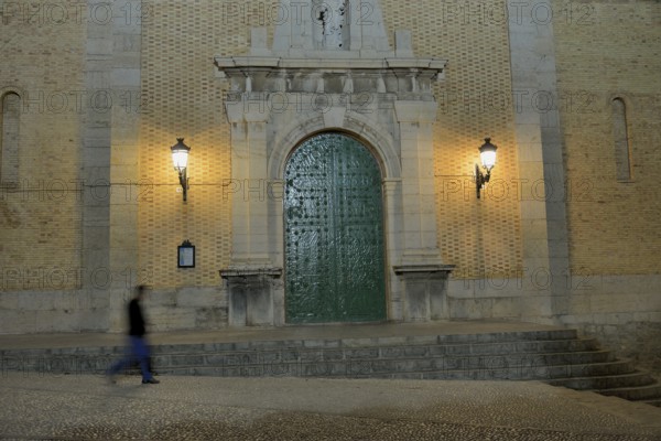 Pedestrian in front of the Church of Nuestra Señora del Consuelo, Altea, Costa Blanca, Province of