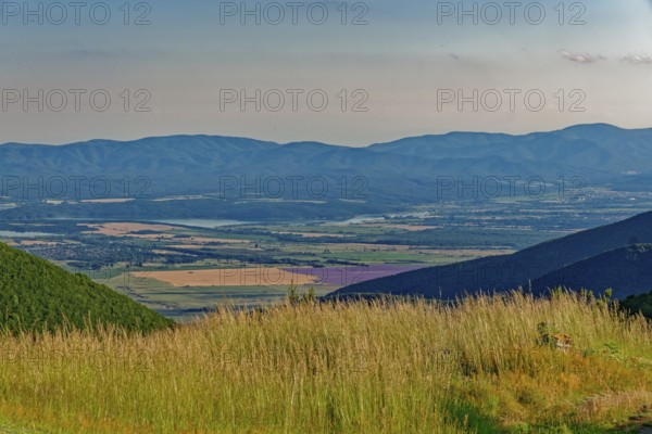 Mountain landscape of the Balkan Mountains and the forested slopes of the Balgarka nature park Park