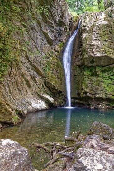 The San Fele waterfall near San Fele in the Comunità Montana in Basilicata in the Lucanian