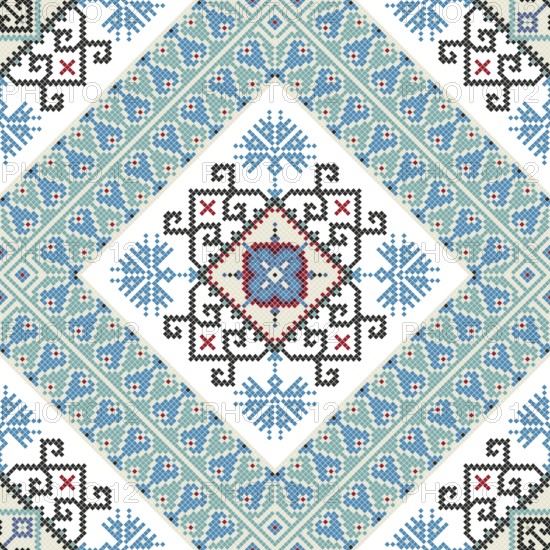 Traditional Georgian folk art embroidery vector pattern