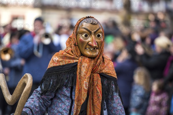 Witch on carnival procession, Big Fasendumzug, Gengenbach, Ortenaukreis, Alemannic Fasnacht,