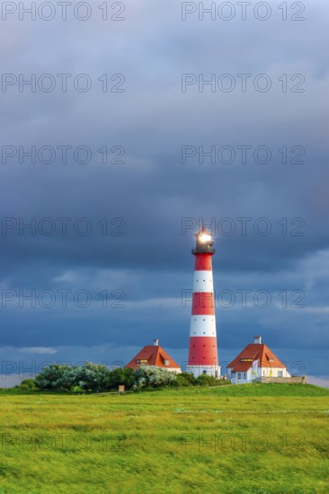 Westerheversand lighthouse, Westerhever, North Frisia, Schleswig-Holstein, North Germany, Germany,
