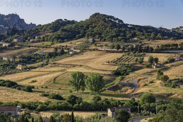Agricultural and hilly landscape near the Sicilian village of Sperlinga near Nicosia. Sicily,