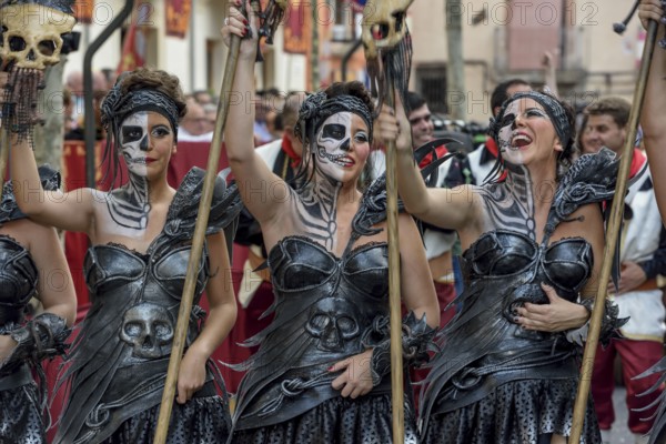 Women in historic clothing, Moors and Christians Parade, Moros y Cristianos, Jijona or Xixona,