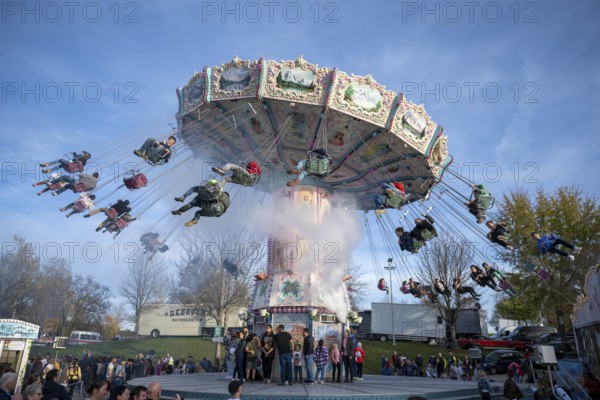 Chain carousel at the traditional Schätzelemarkt in Tengen, Hegau, Konstanz district,