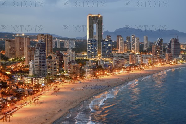 Skyline of Benidorm with the high-rise Intempo, with 192 metres the highest residential building in