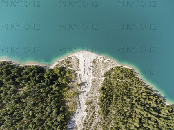 Dry riverbed on the shore of Plansee, Reutte, Ammergau Alps, Tyrol Austria, Plansee, Tyrol,