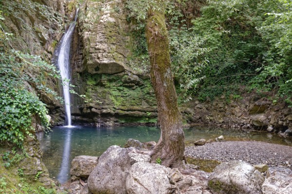 The San Fele waterfall near San Fele in the Comunità Montana in Basilicata in the Lucanian