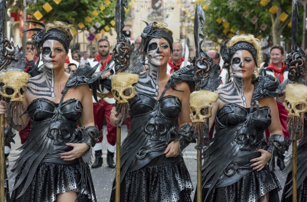 Women in historic clothing, Moors and Christians Parade, Moros y Cristianos, Jijona or Xixona,