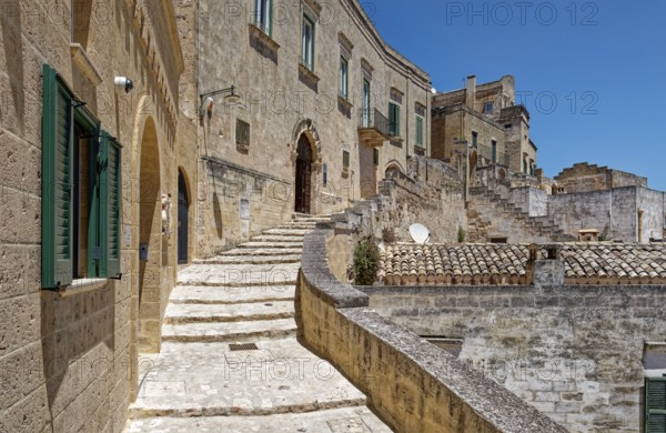 Paths and corridors in the tuff of the Sassi Barisano in the cave town of Matera. The cave