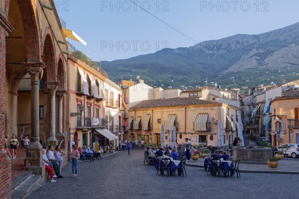 Piazza Margherita in the historic centre of the Sicilian town of Castelbuono. Sicily, Italy,