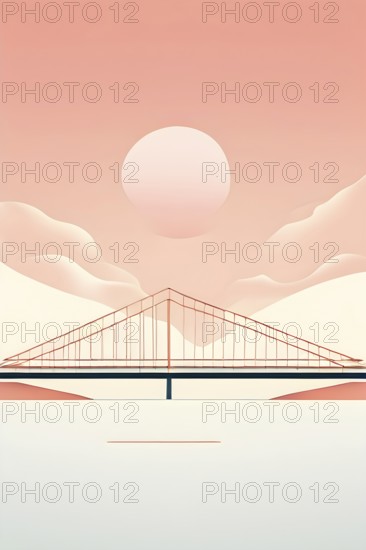 Minimalist abstract wallpaper illustration symbolizing architecture in simple geometric shapes, AI