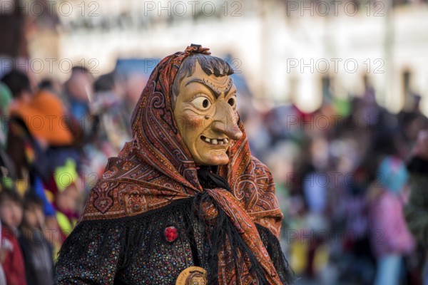 Witch on the carnival procession, Big Fasendumzug, Gengenbach, Ortenaukreis, Alemannic Fasnacht,