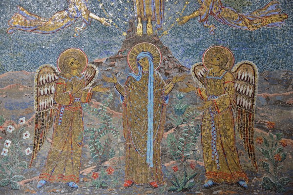 Mosaic ceiling in the Chapel of the Angels, Monastery Odilien on Odilien mountain in Ottrott,