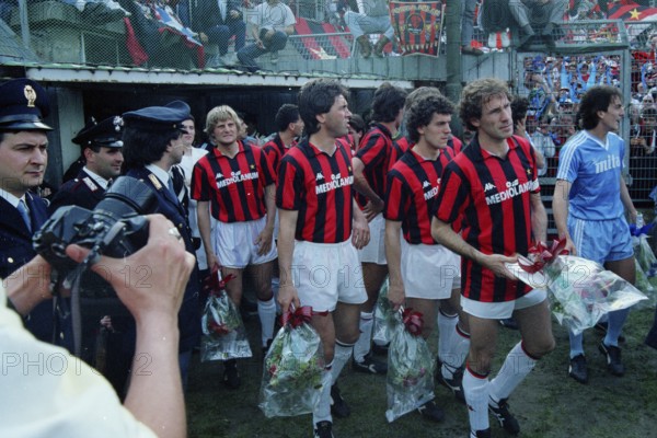 Angelo COLOMBO AC Milan, Mauro TASSOTTI AC Milan hidden, Carlo ANCELLOTTI AC Milan, Paolo MALDINI