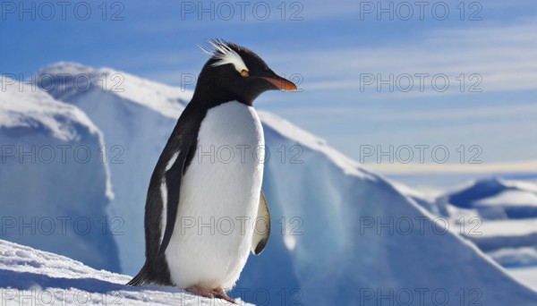AI generated, animal, animals, bird, birds, biotope, habitat, one, individual, blue sky, winter,
