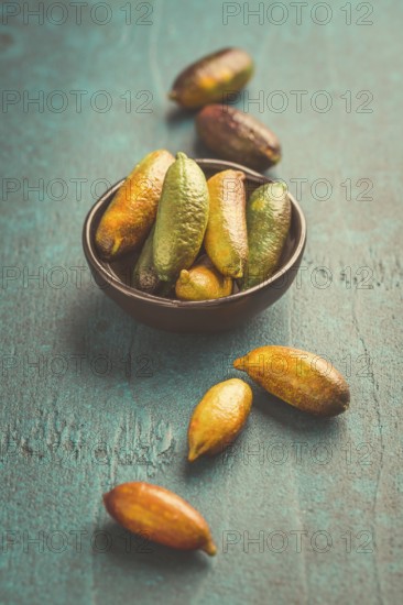 Australian finger lime or caviar lime, edible fruits used in gourmet cuisine. Citrus australasica