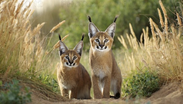AI generated, animal, animals, mammal, mammals, biotope, habitat, two, female, juvenile, foraging,
