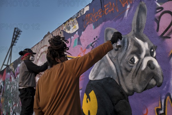 Germany, Berlin, 30.10.2022, graffiti wall in Mauerpark, work by graffiti artist Eme Freethinker,