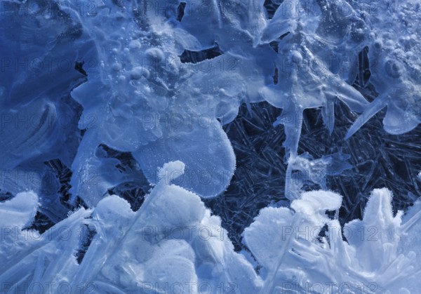Ice formations, Brandenberger Ache, Kramsach, Kufstein District, North Tirol, Tirol, Austria,