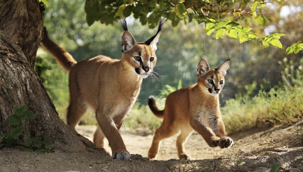 AI generated, animal, animals, mammal, mammals, biotope, habitat, two, female, juvenile, foraging,