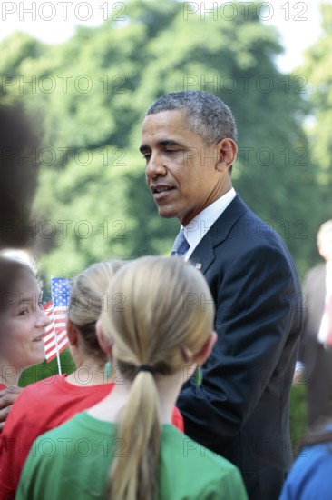 President Barack Obama during the welcoming ceremony at Bellevue Palace, Berlin, Berlin, Germany,