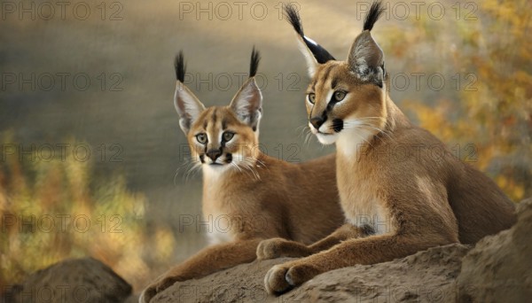 AI generated, animal, animals, mammal, mammals, biotope, habitat, two, female, young, foraging,