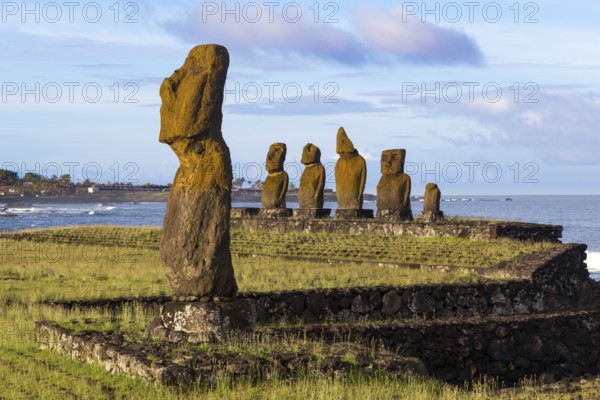 The moais at Ahu Tahai on Easter Island in Chile