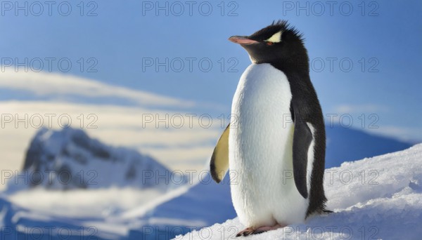 AI generated, animal, animals, bird, birds, biotope, habitat, one, individual, blue sky, winter,