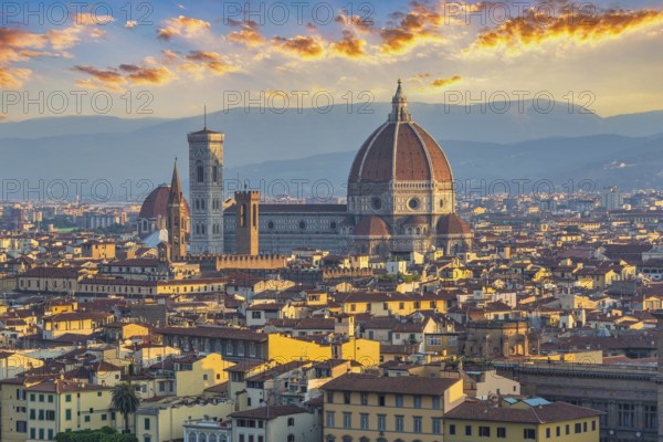 Florence Italy, sunrise city skyline at Florence Duomo Santa Maria del Fiore Cathedral, Tuscany