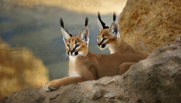 AI generated, animal, animals, mammal, mammals, biotope, habitat, two, female, young, foraging,