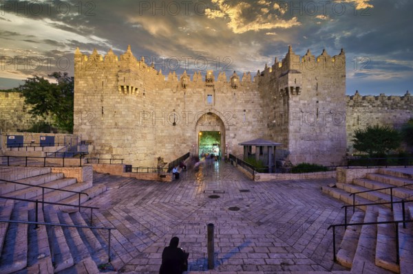 Jerusalem Israel. Damascus gate at sunset